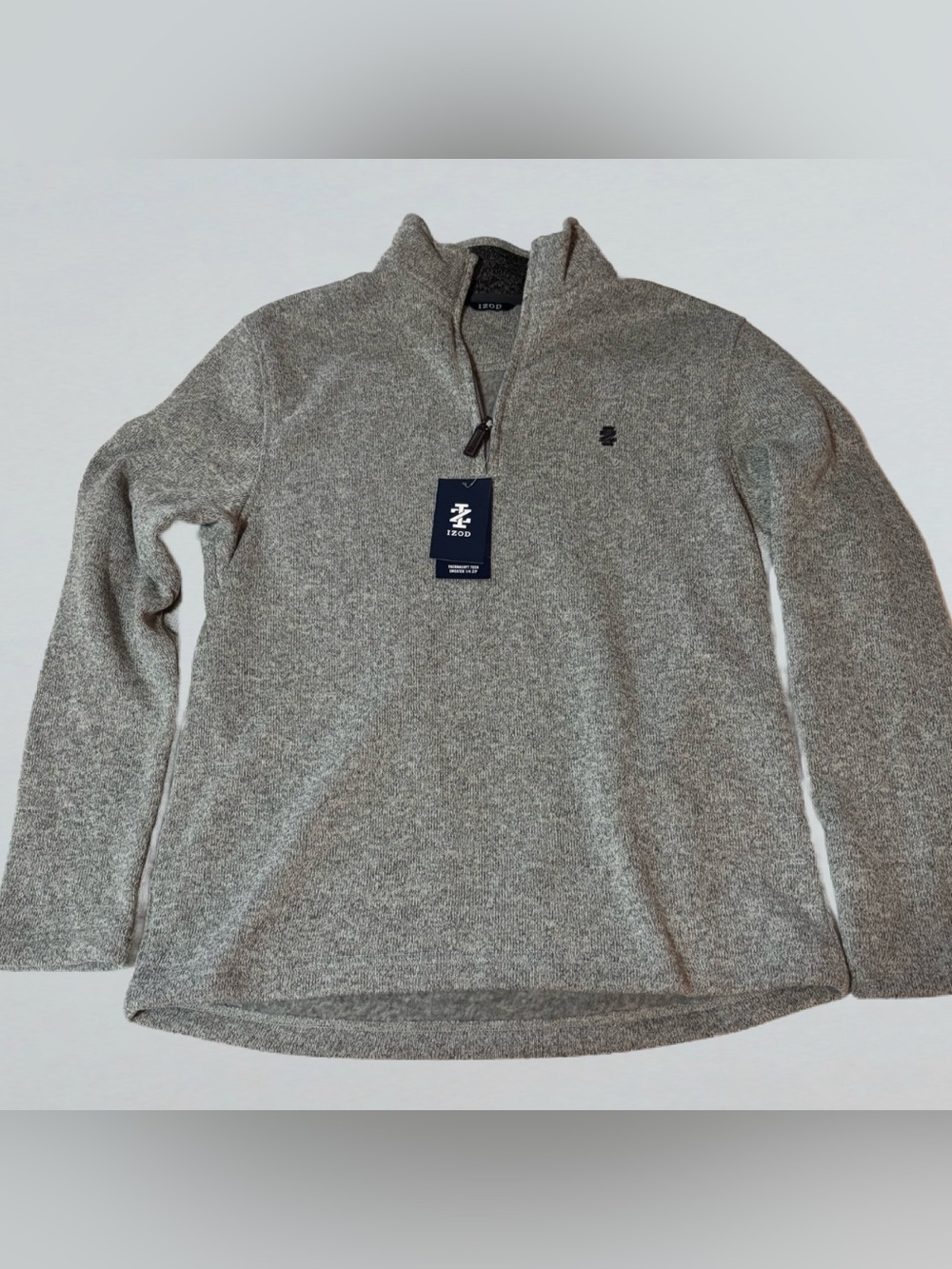 Brand New Gray Izod Fleece Quarter-zip Sweater